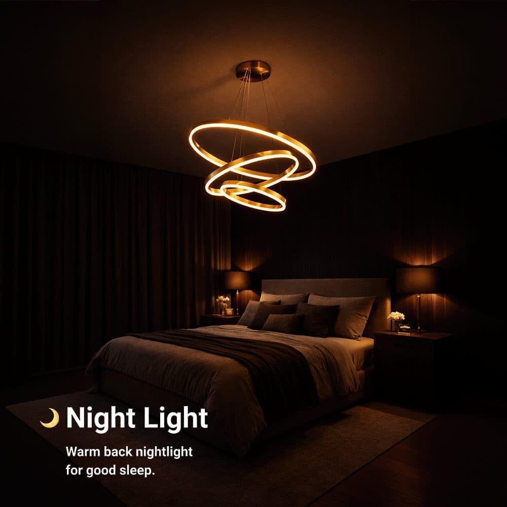 Lustra LED suspendata Flippy 85W 3 Cercuri Dimabila Auriu Lucios — imagine 13
