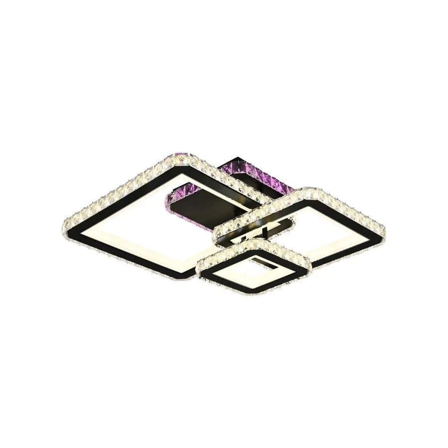 Lustra LED Flippy RGB 166W, 3 Patrate, Telecomanda, Negru — imagine 1