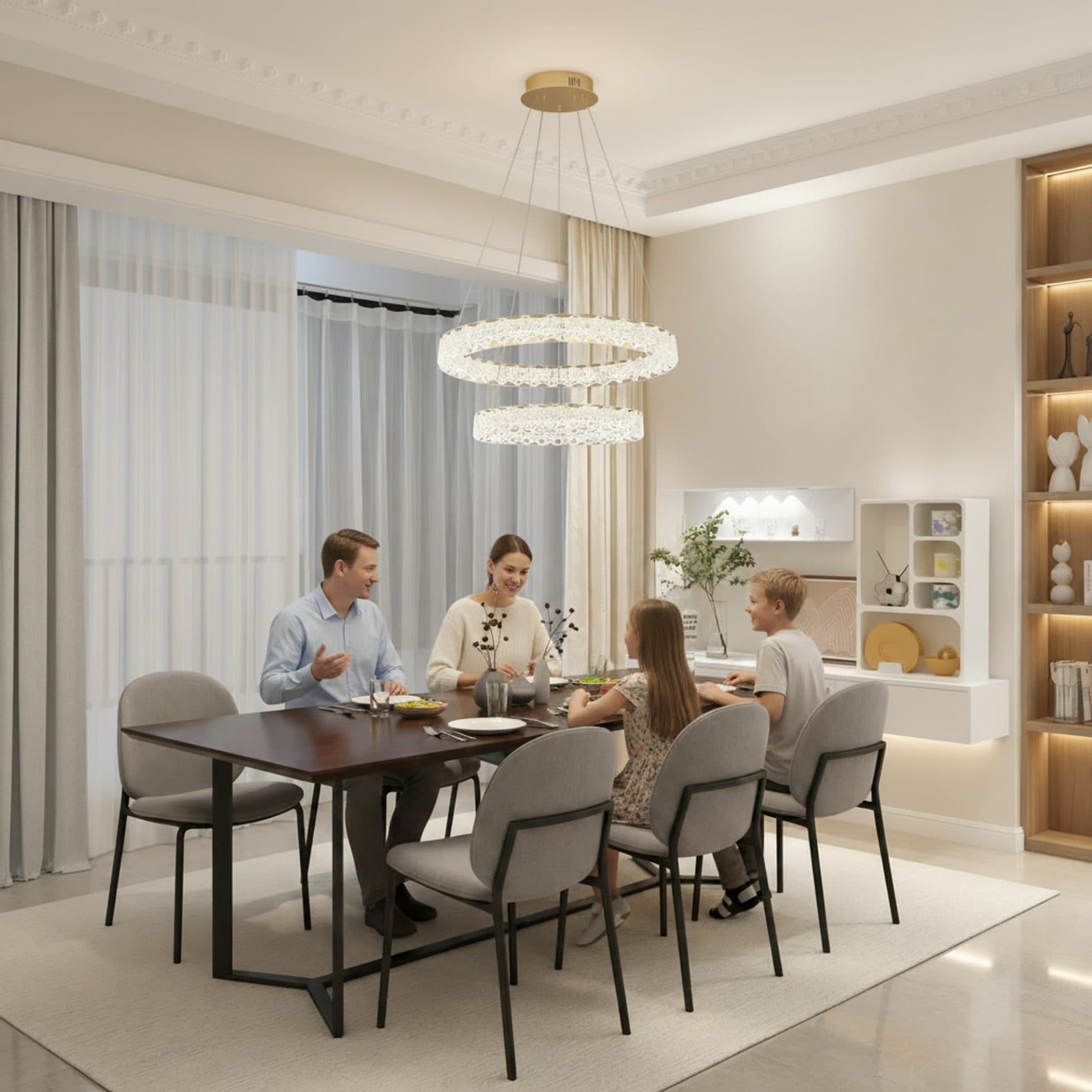 Lustra LED Flippy Cristal 64W Auriu cu Telecomanda — imagine 3