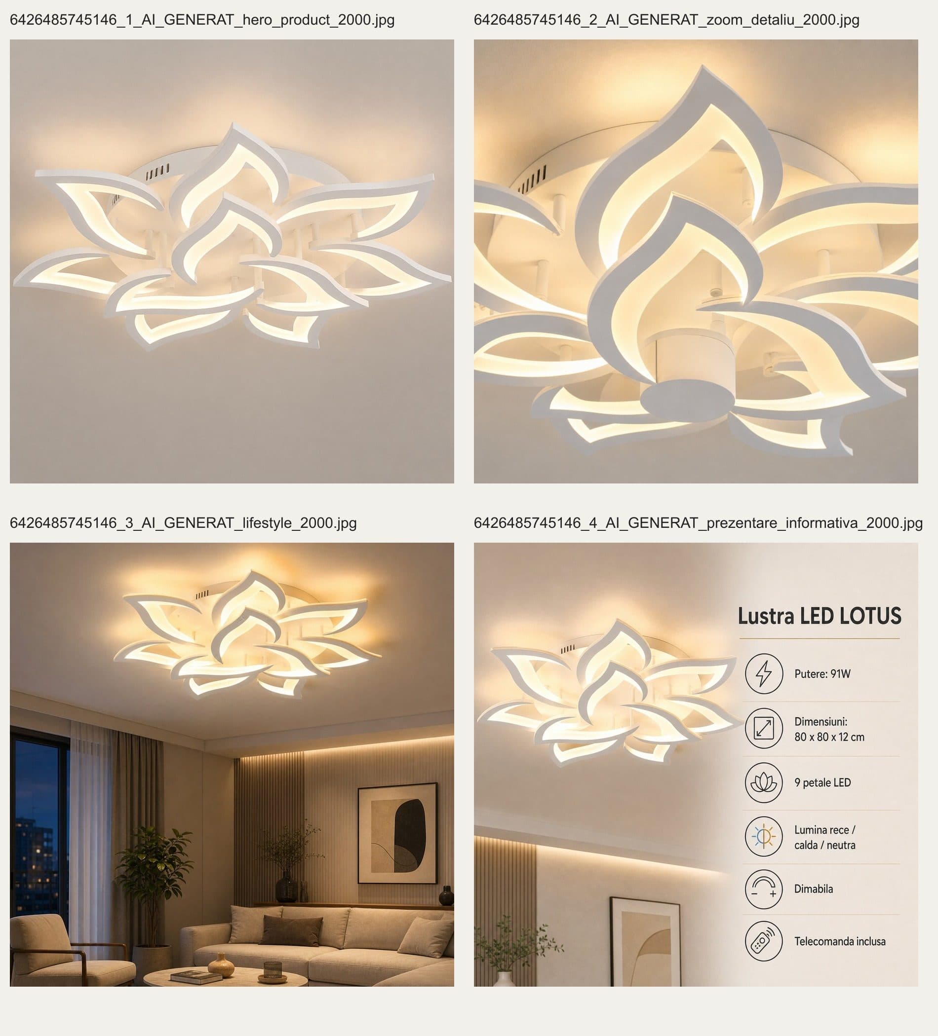 Lustra LED cu telecomanda Flippy LOTUS 91W — imagine 6