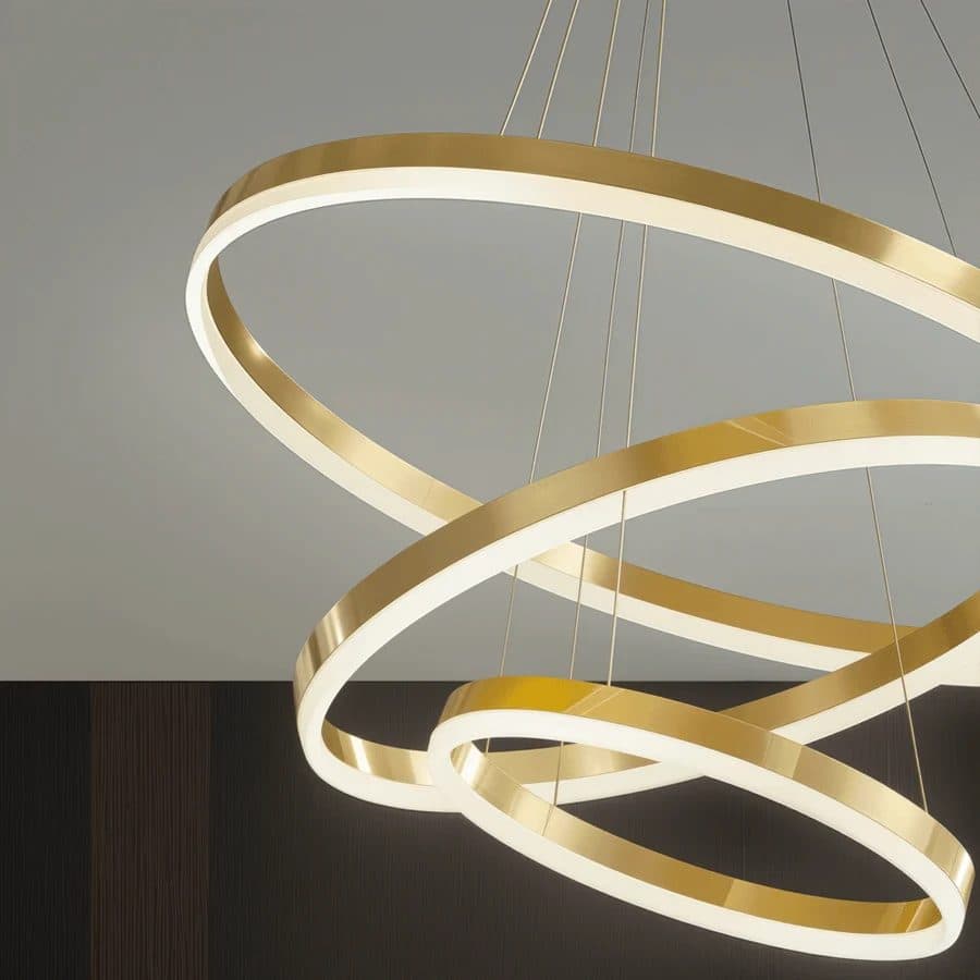 Lustra LED suspendata Flippy 85W 3 Cercuri Dimabila Auriu Lucios — imagine 8