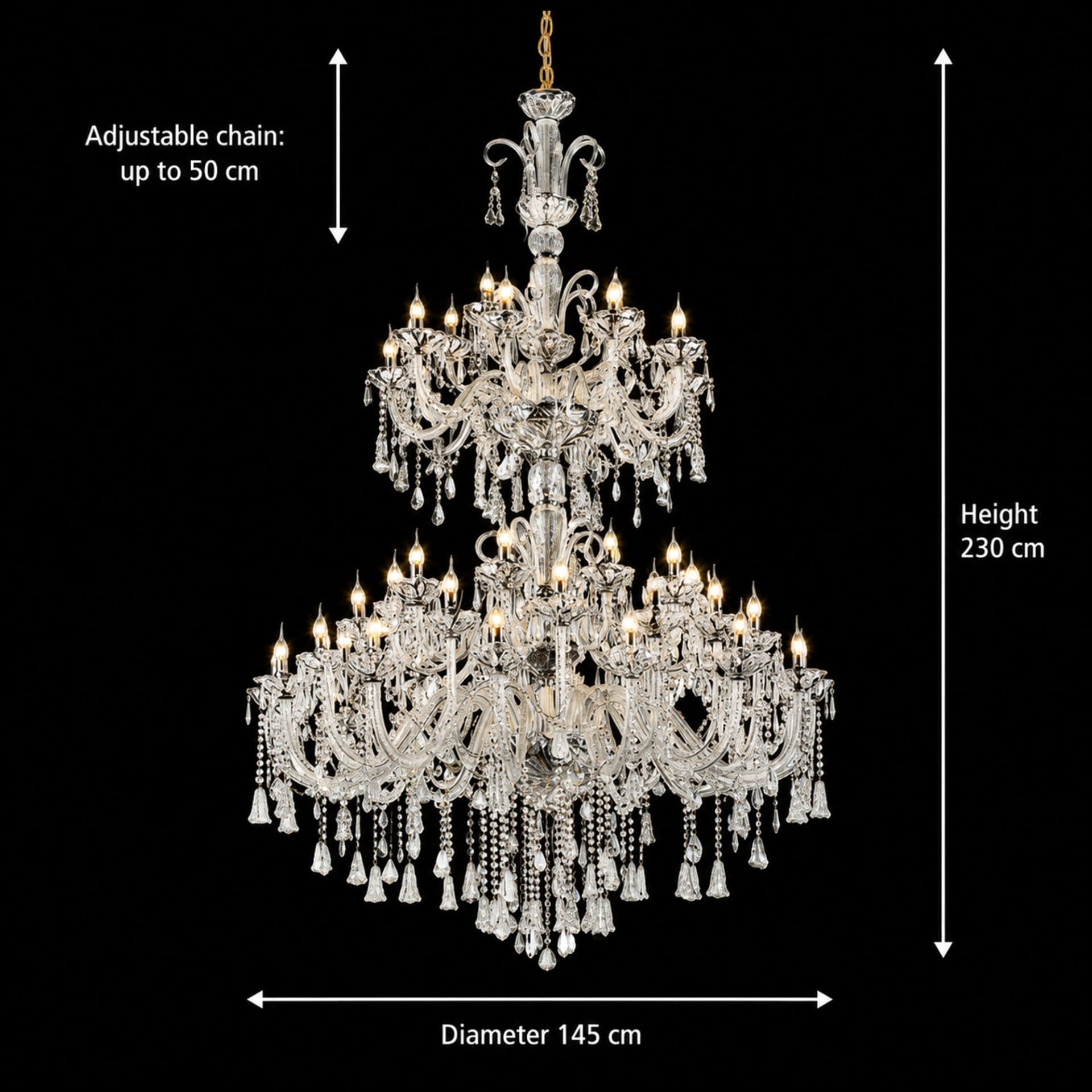 Candelabru Cristal Flippy 55xE14 Diametru 145cm Inaltime 230cm Argintiu — imagine 4