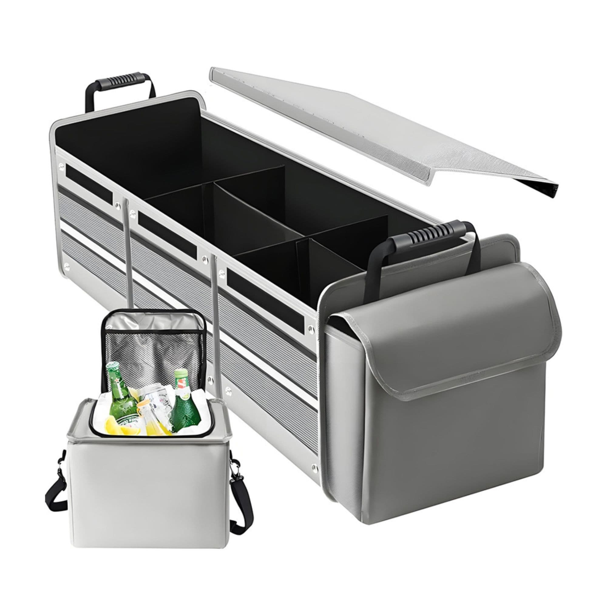 Organizator portbagaj Flippy pliabil cu geanta termoizolanta, gri — imagine 1