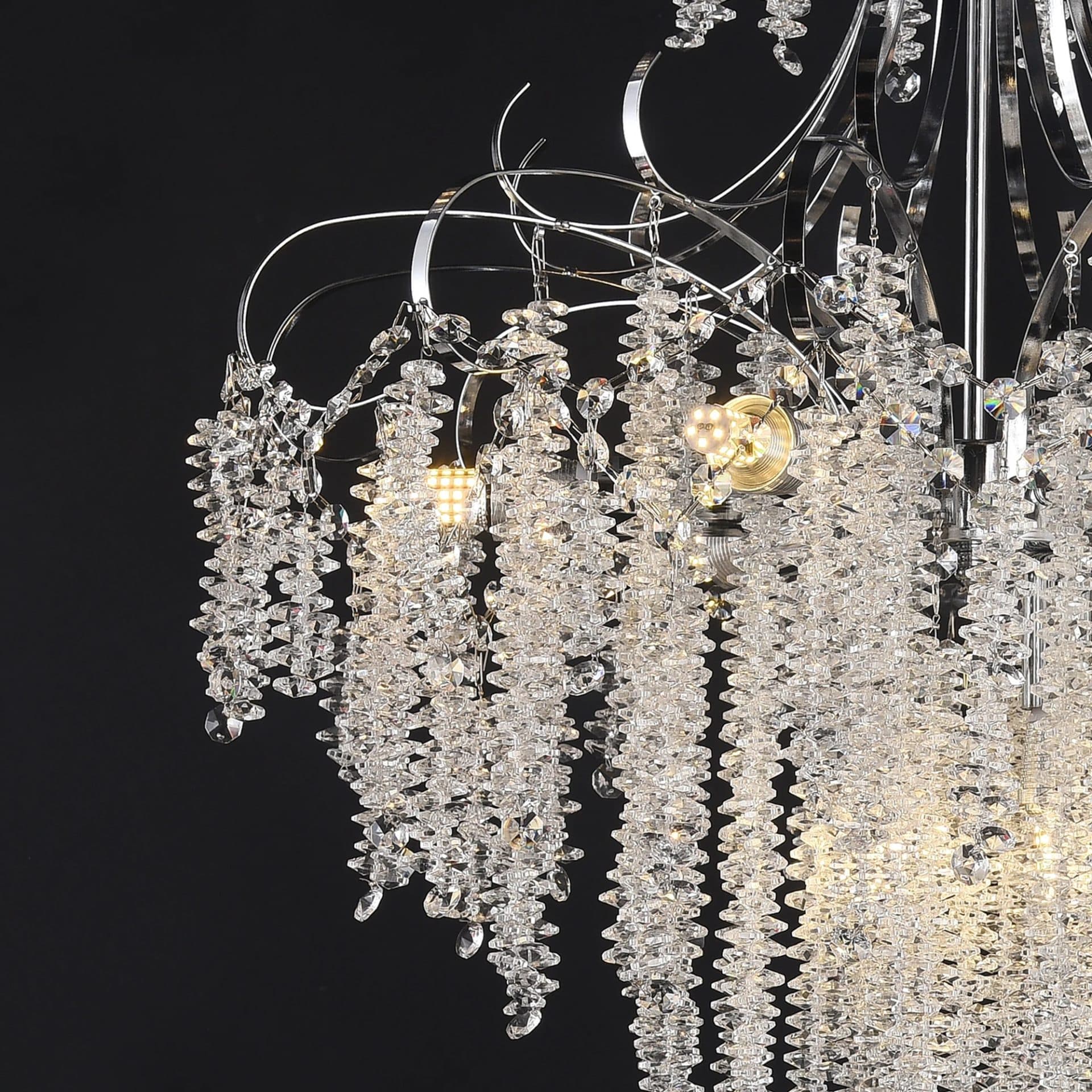 Candelabru Flippy Cristal PUBU Eleganza, 5x E14, Diametru 50cm, Crom — imagine 9