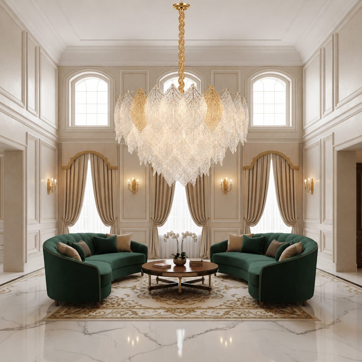 Candelabru Cristal Lace Regalis Flippy 21xE14 Diametru 80 cm Inaltime 49 cm Auriu Lucios — imagine 7