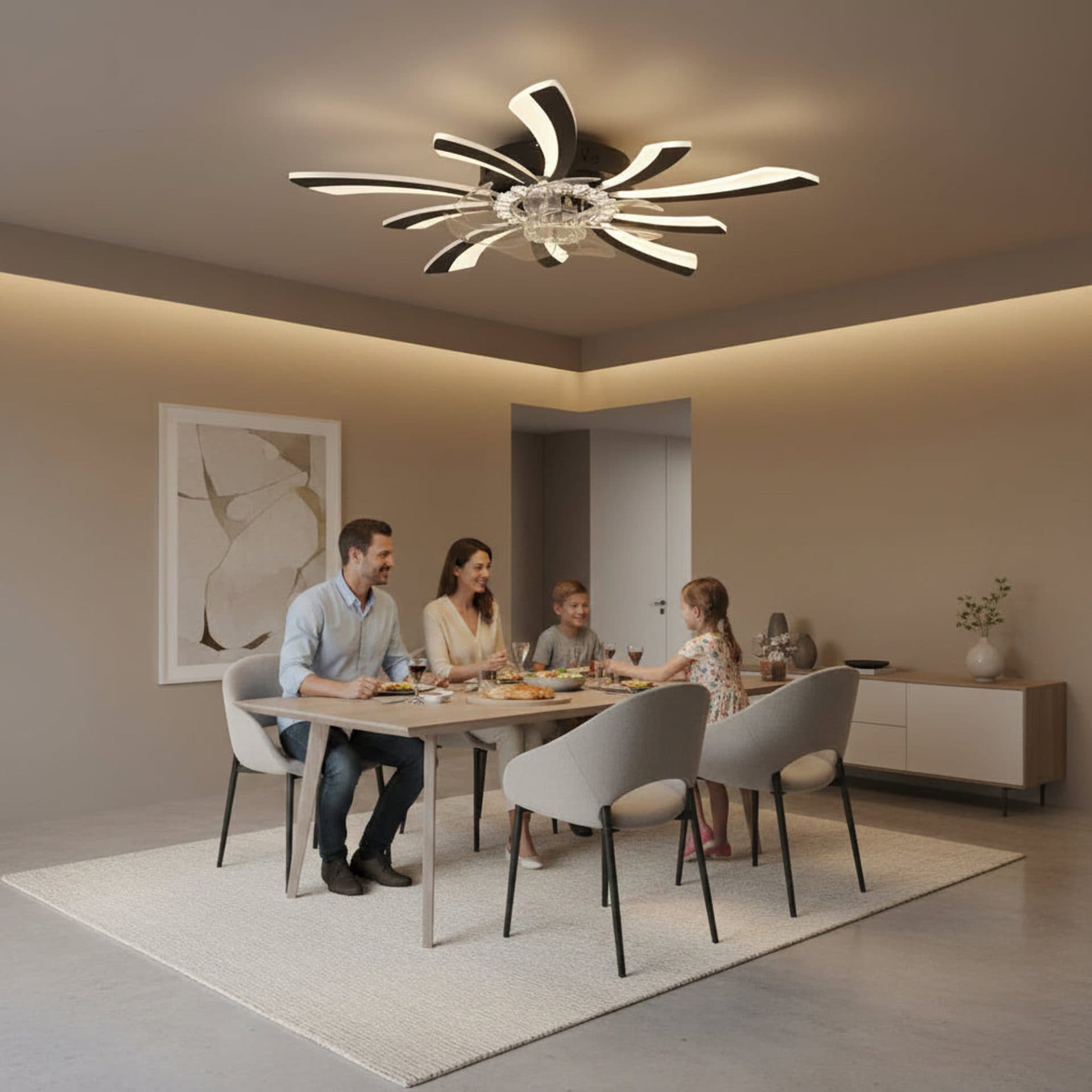 Lustra LED Ventilator Flippy 29W 77cm cu Telecomanda — imagine 3