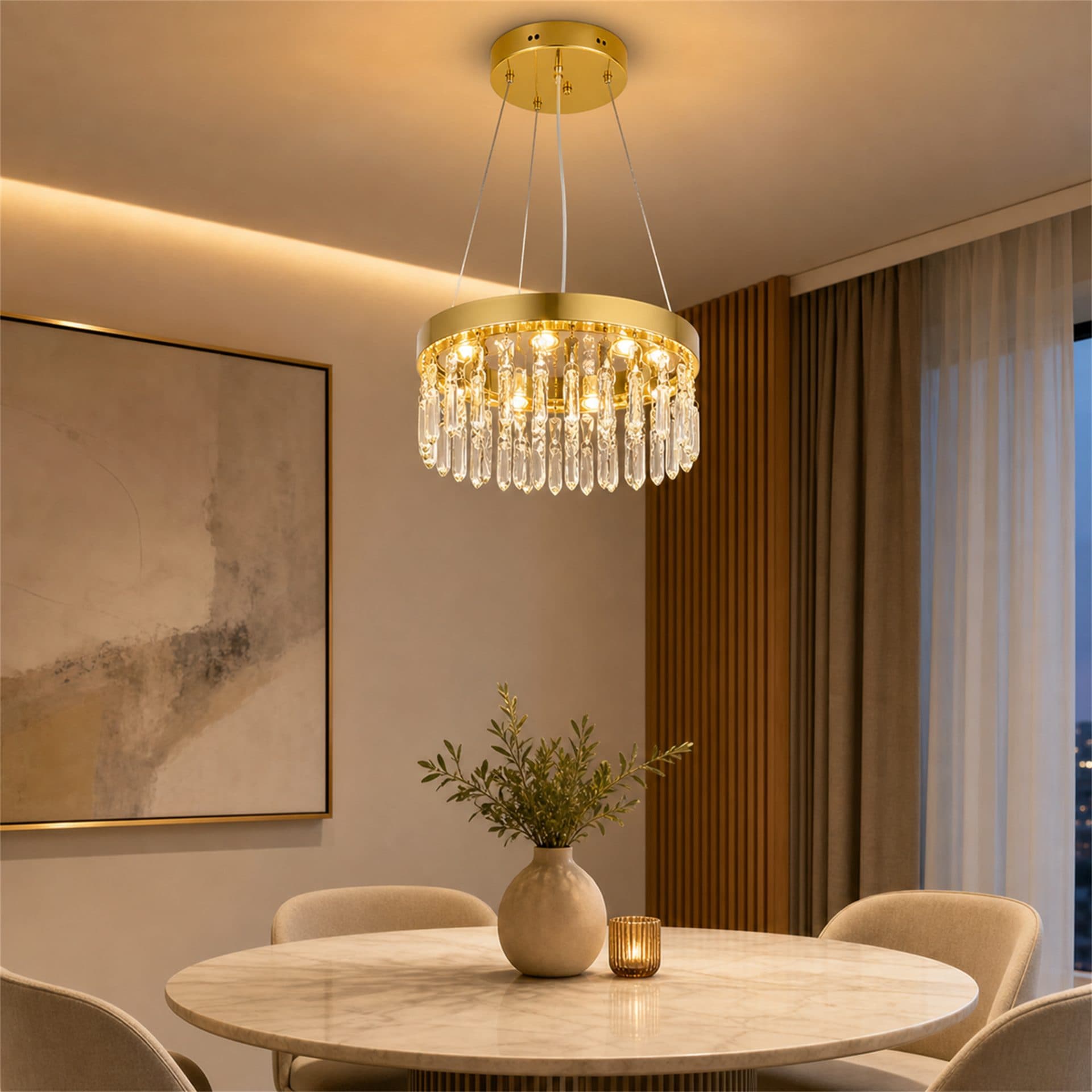 Candelabru Flippy Cristal LED cu Telecomanda, Suspendat, 36W, Diametru 40cm — imagine 4