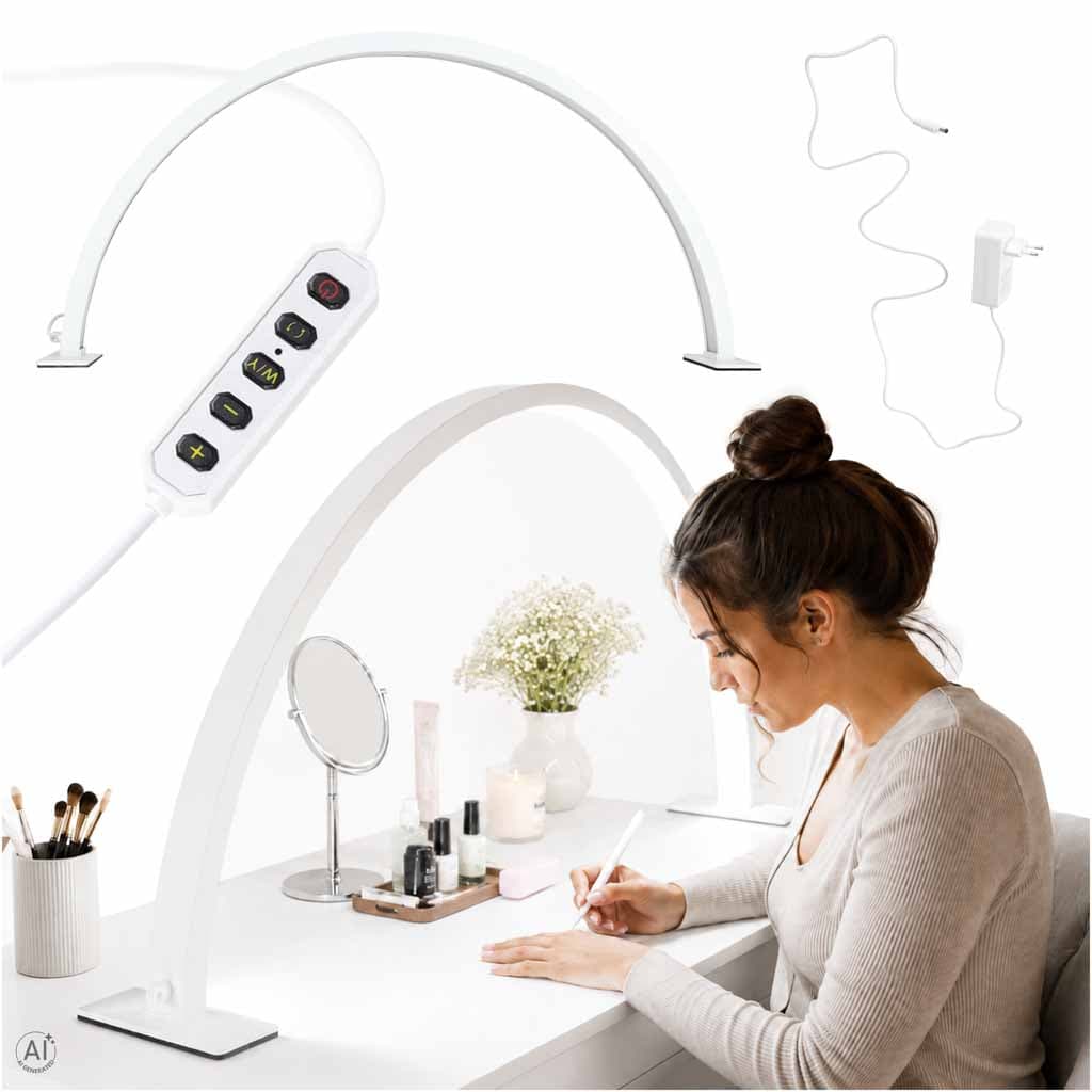 Lampa de birou LED pentru manichiura si cosmetica, alba — imagine 1