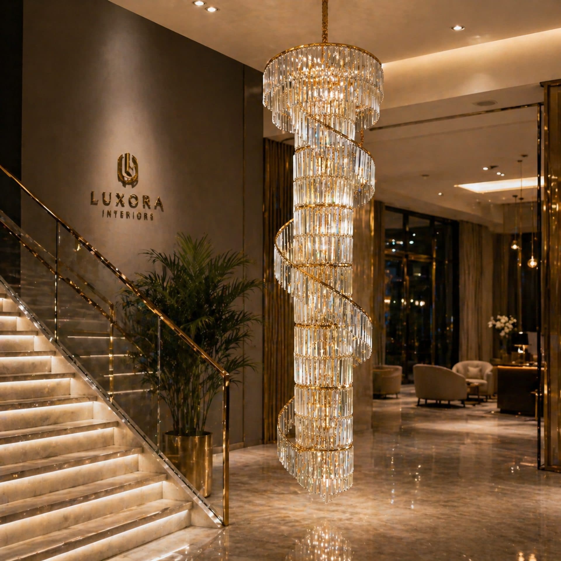 Candelabru Flippy Cristal SPIRO 39xE14 Auriu — imagine 3