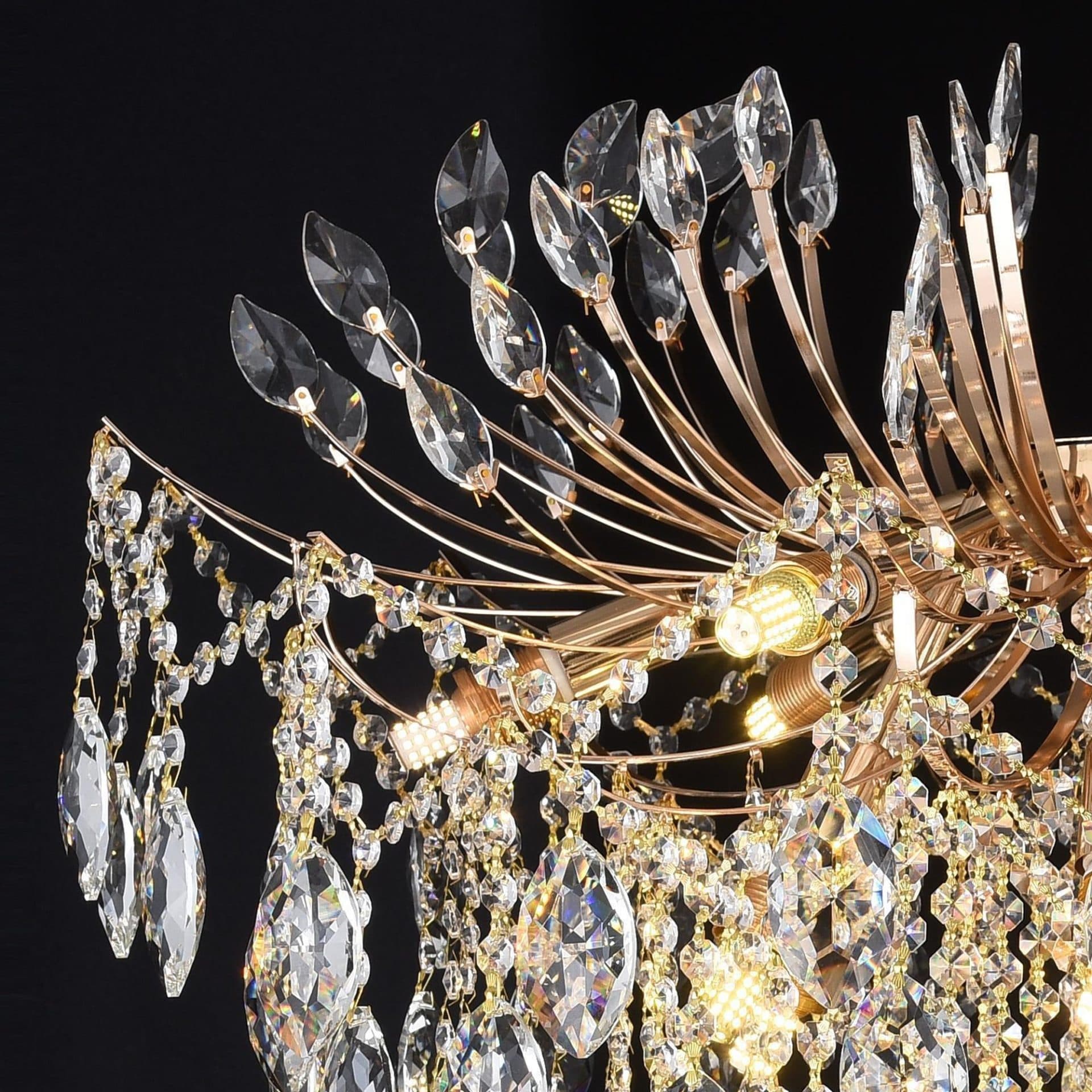 Candelabru Flippy Cristal PALERMO Regalis, 12x E14, Diametru 80cm, Auriu — imagine 4