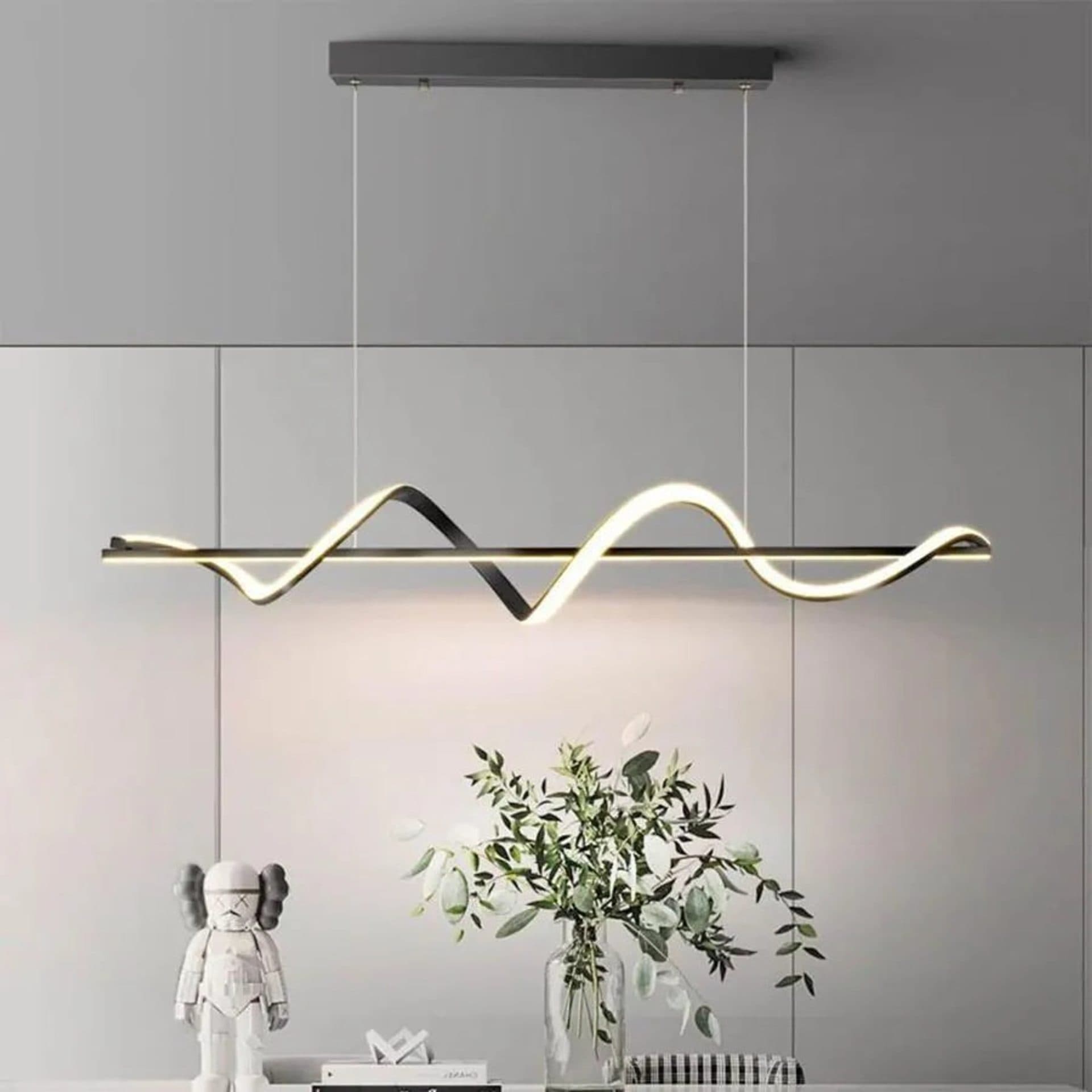 Lustra LED suspendata 80W cu telecomanda, lumina Rece/Calda/Neutra, Dimabila, Negru — imagine 1