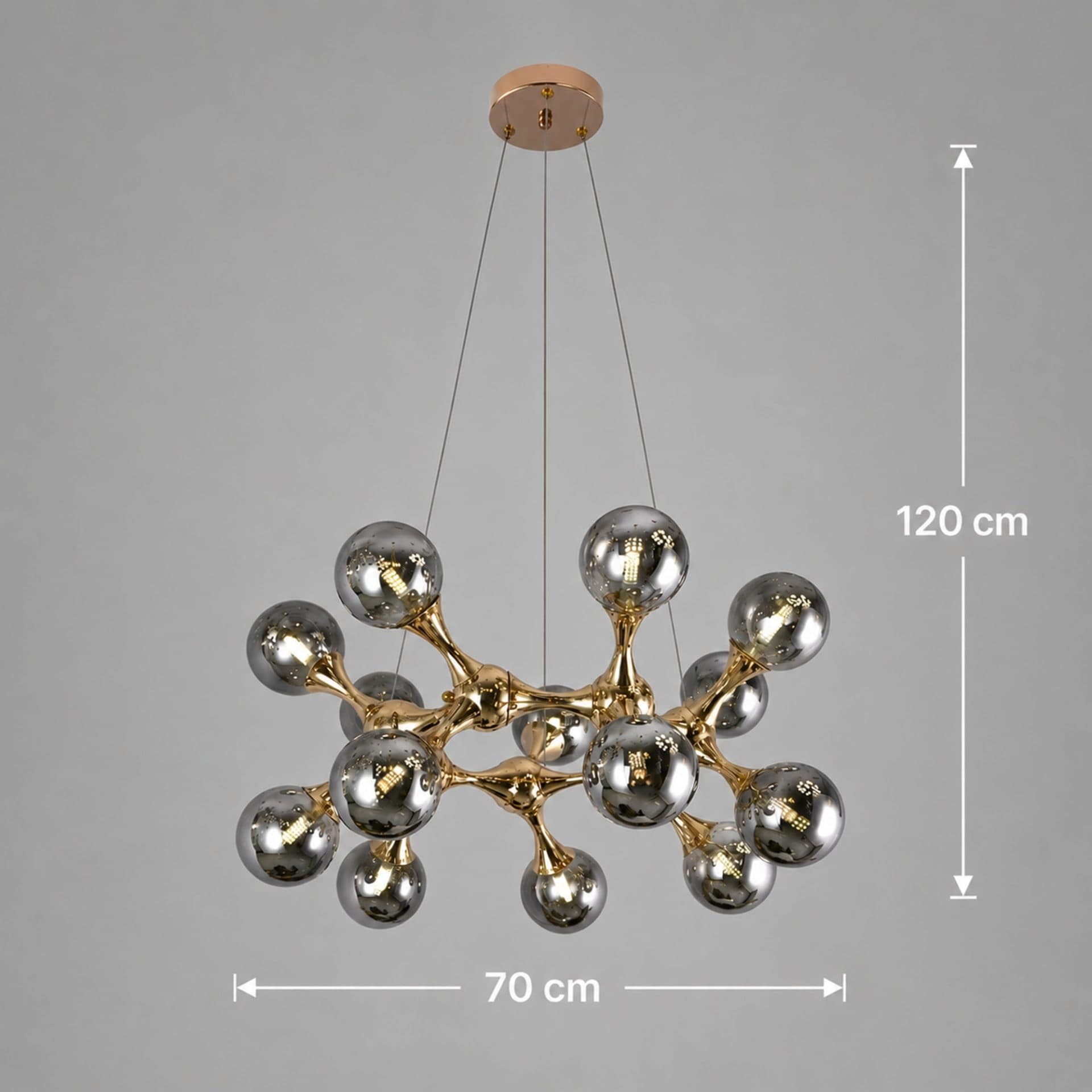 Lustra Suspendata Flippy Regalis Ø70cm 14xG9 Auriu Metal si Sticla — imagine 4