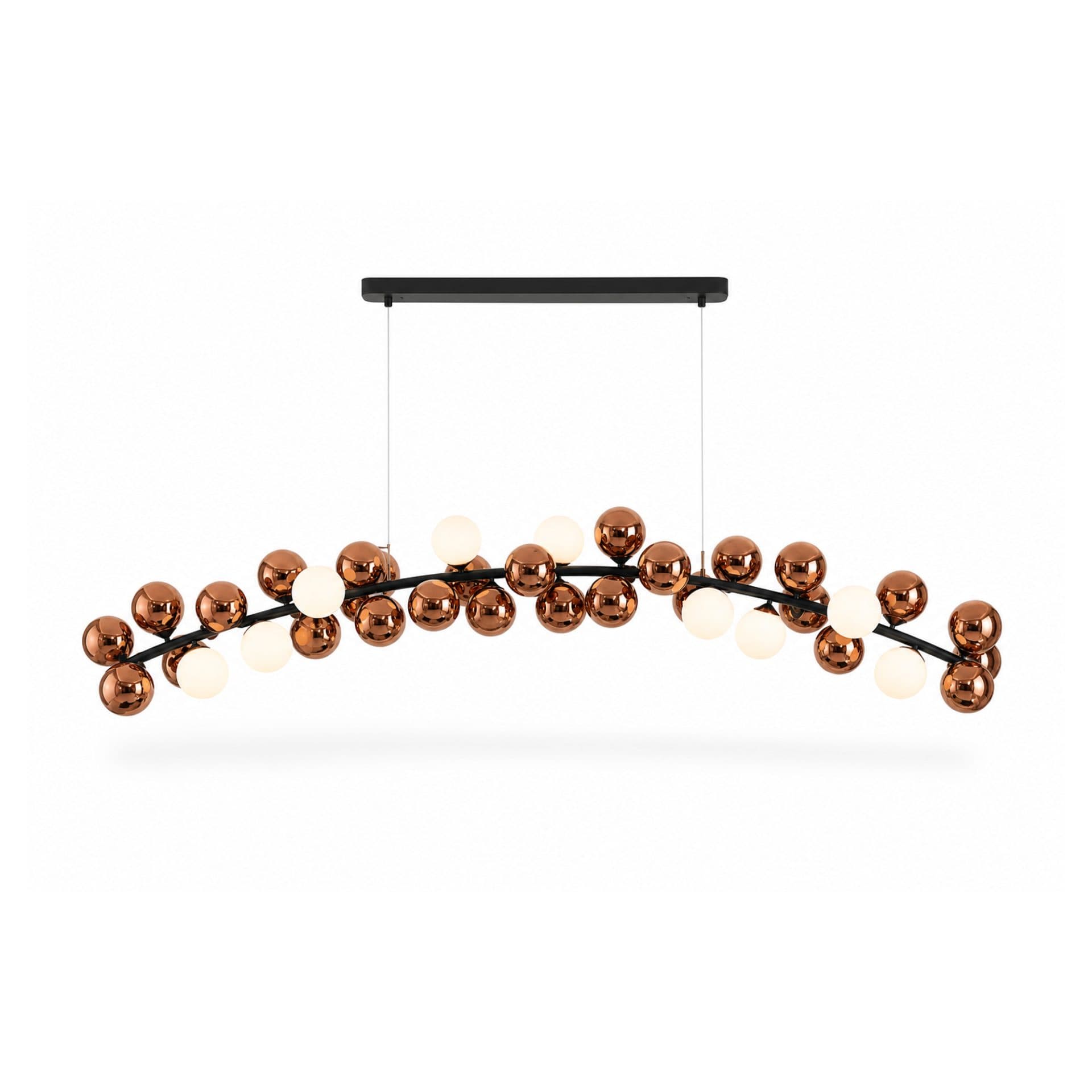 Lustra Suspendata BARRO Grande L130cm 11x G9 Rose Gold Metal si Sticla — imagine 9