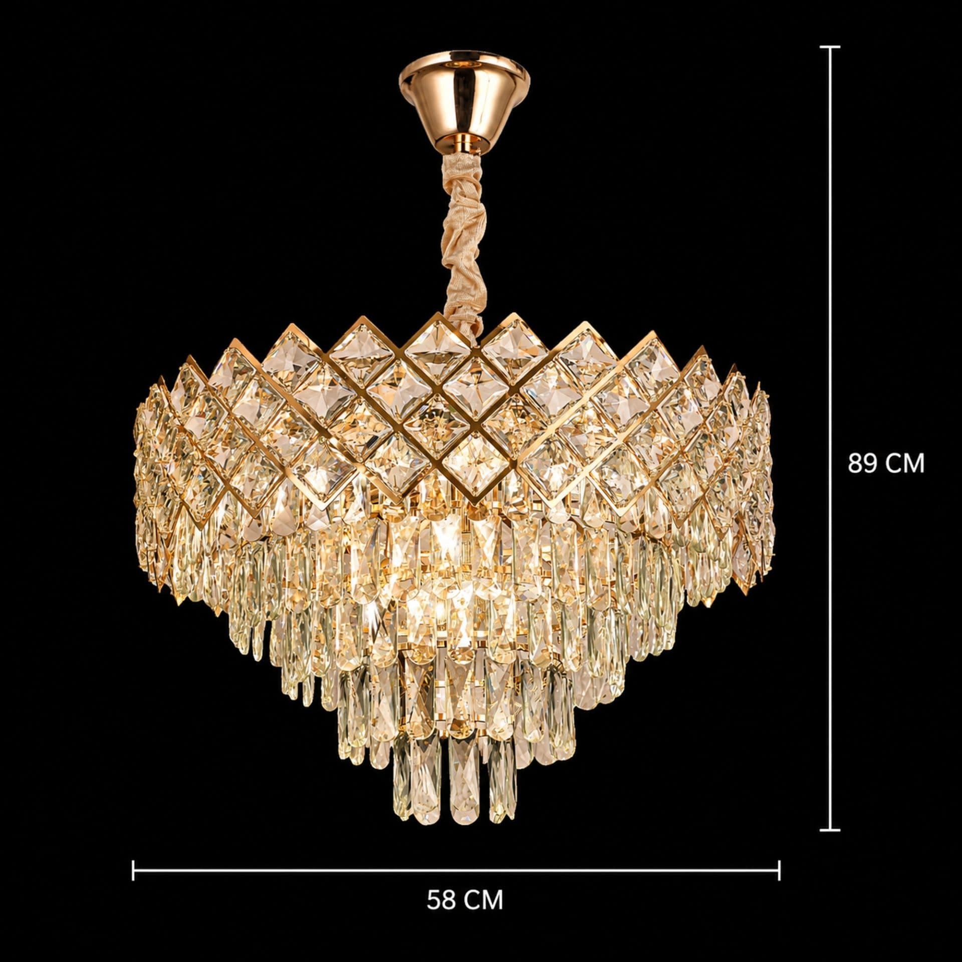 Candelabru Flippy Cristal VECTORIA Magno 8xE14, Diametru 58cm, Auriu, Inaltime Reglabila, Metal si Cristal — imagine 4