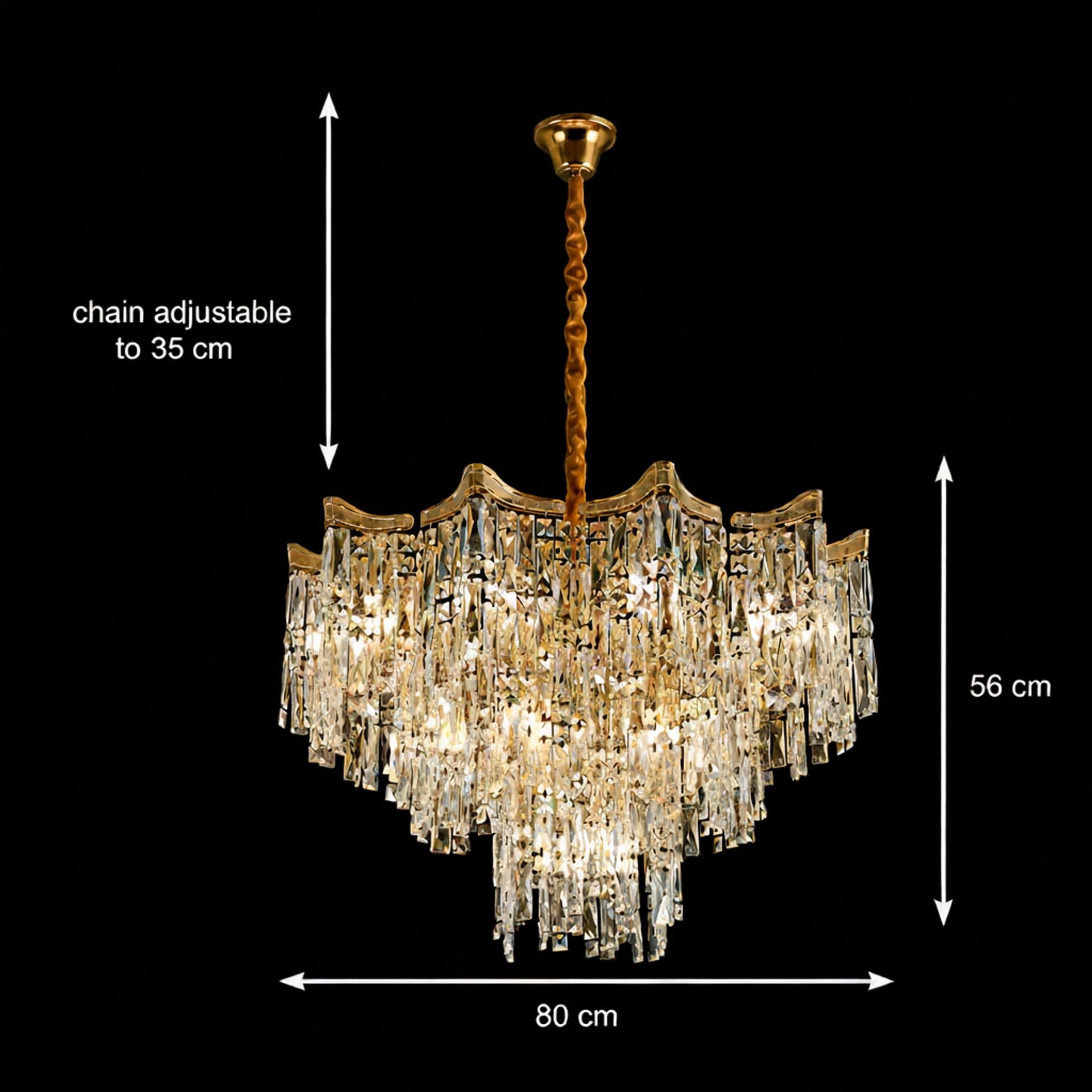 Candelabru Flippy Cristal VETRA Regalis 17x E14 Diametru 80 cm Auriu Inaltime Reglabila — imagine 4