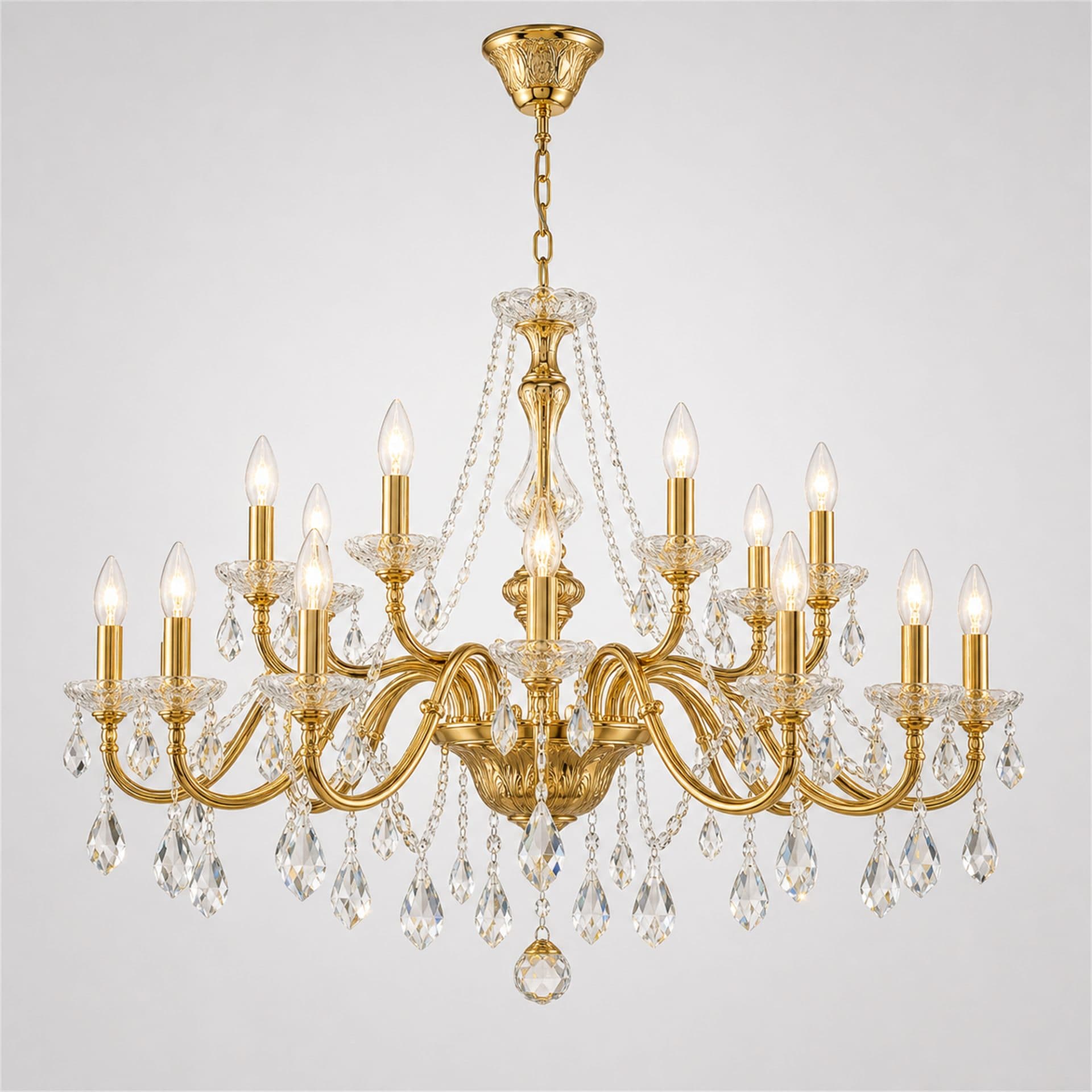 Candelabru Flippy Cristal NUVOLA Magno 15xE14 Diametru 60 cm Auriu — imagine 3