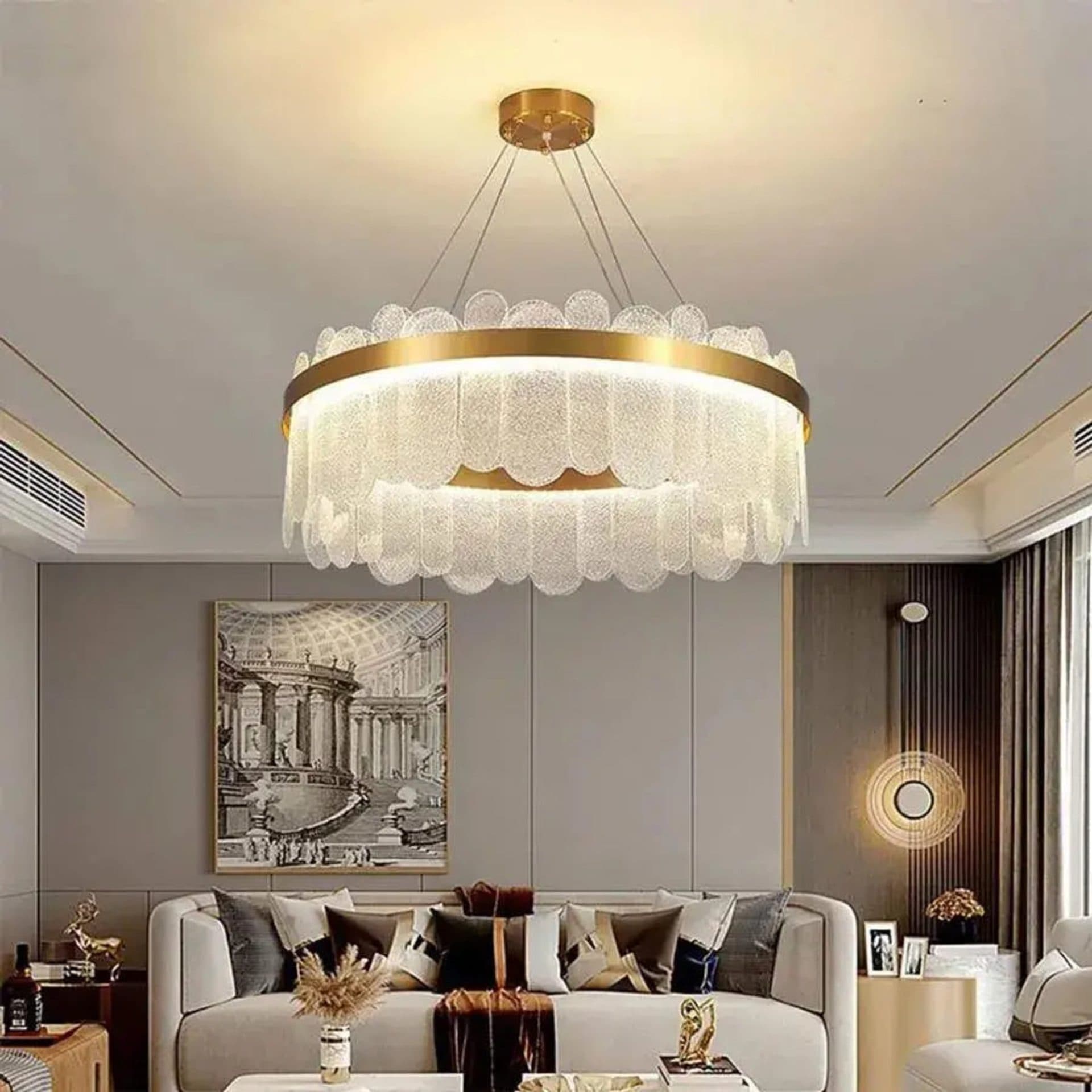 Candelabru LED Flippy Alonzo 93W Dimabil Diametru 60cm Auriu — imagine 1