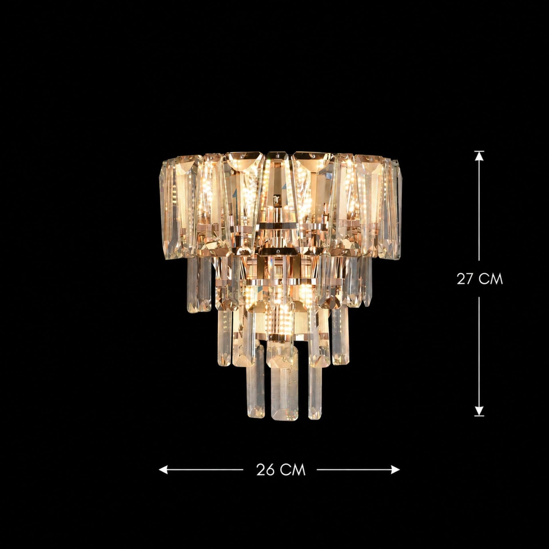 Candelabru Aplica Flippy VELMONT Cristal 3xE14 26 cm Auriu Inaltime Reglabila — imagine 4