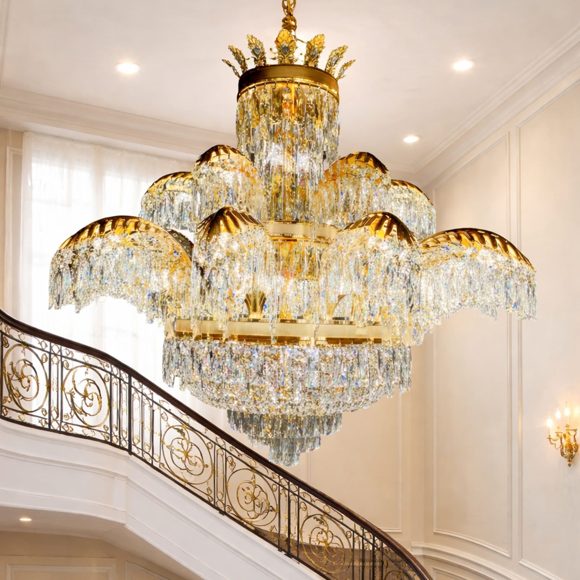 Candelabru Cristal Flippy PALACE Supremo 29xG9 Auriu Lucios — imagine 4