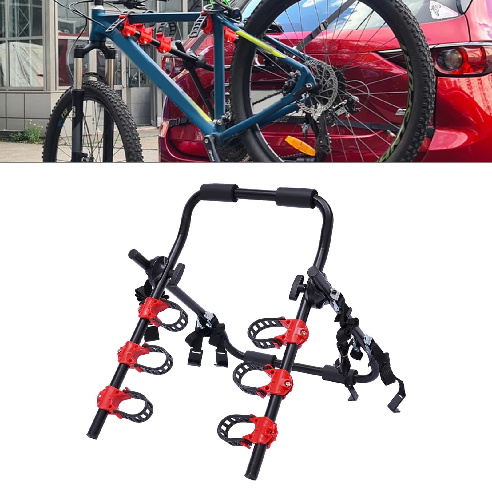 Suport auto pentru biciclete, 3 locuri, capacitate 58 kg — imagine 2