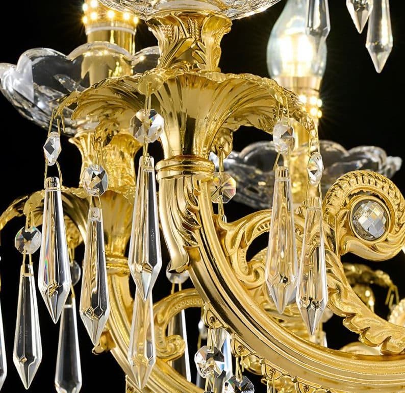 Candelabru Flippy Cristal 9xE14, D68cm, Auriu Lucios — imagine 7