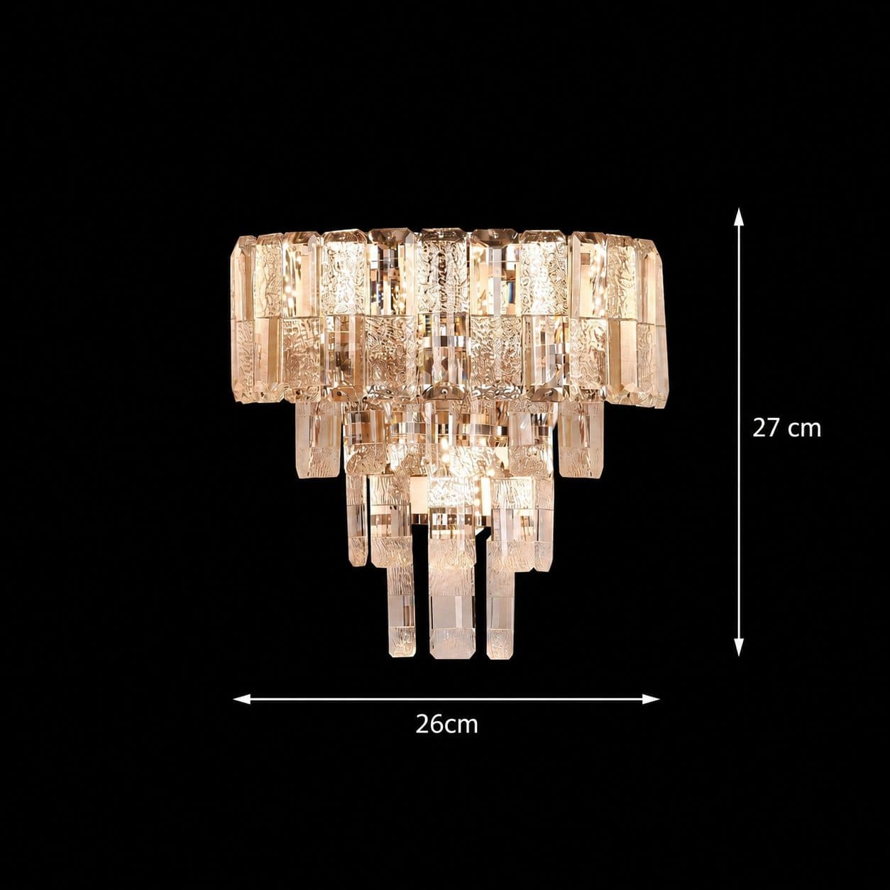 Aplica tip candelabru Flippy Cristal ELYSIAN 3xE14, D26 cm, Auriu, Inaltime Reglabila, Metal si Cristal — imagine 9