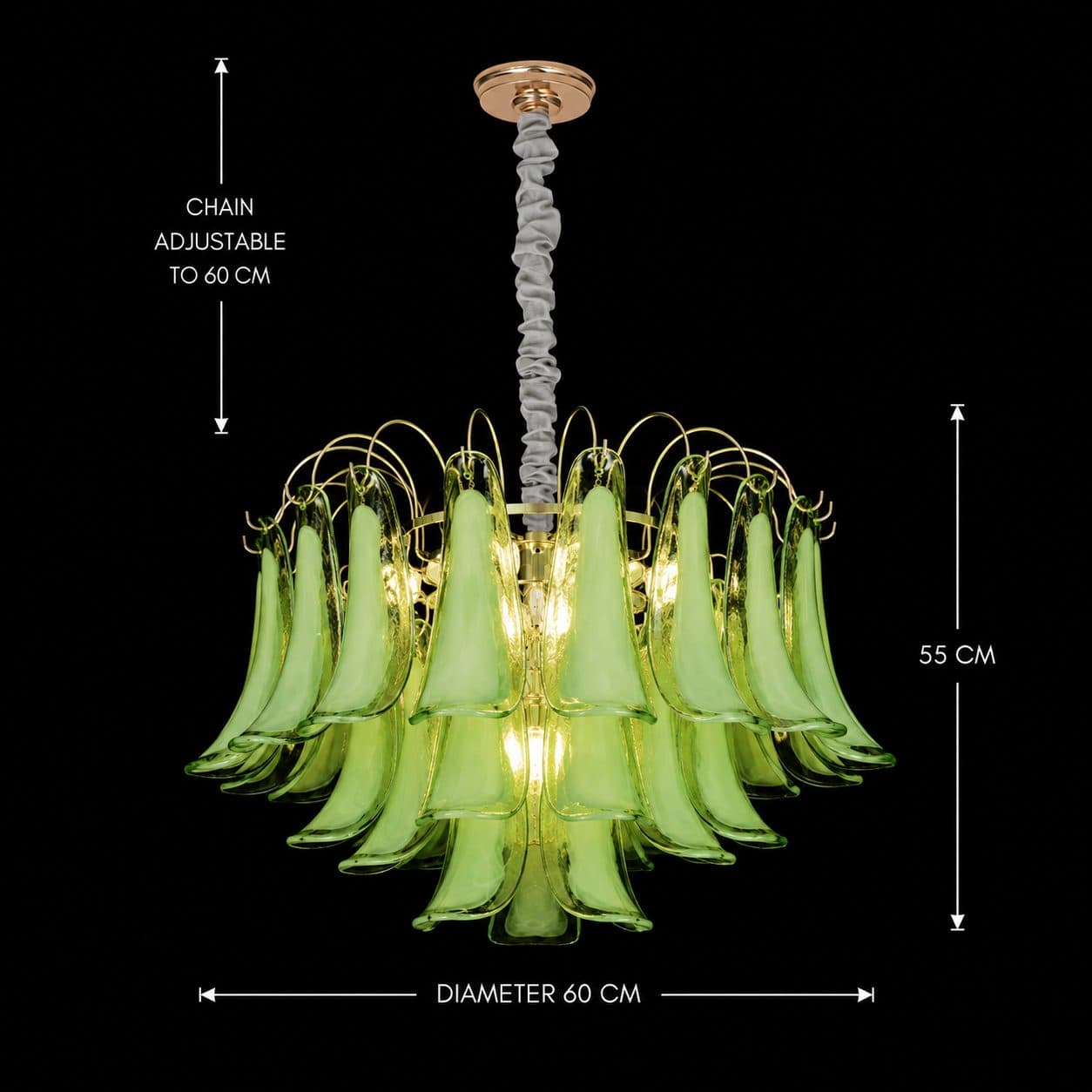 Candelabru Flippy Cristal MURANO Magno 7x E14 D60 cm Verde Inaltime Reglabila — imagine 8