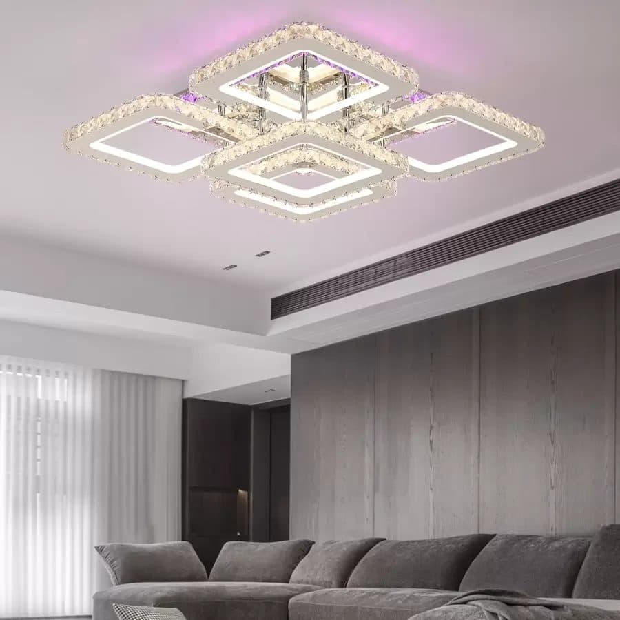 Lustra LED Flippy cu telecomanda cristal RGB 143W 5 Patrate — imagine 4