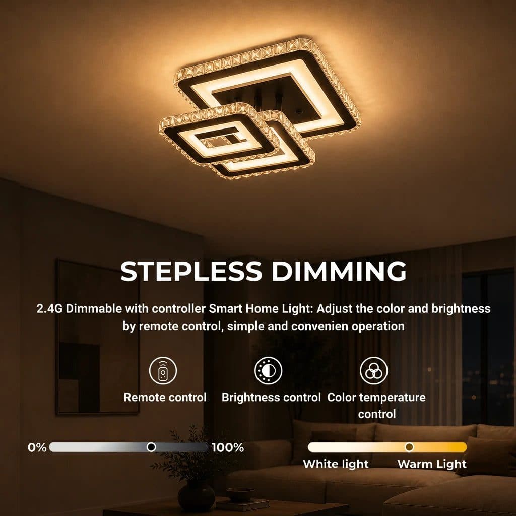 Lustra LED cu telecomanda Flippy LEILA 88W, 3 Patrate, Negru Crom Lucios — imagine 5