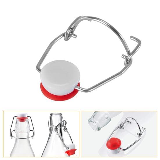 Set capace sticle cu clema metalica si dop ceramic, 100 bucati — imagine 1