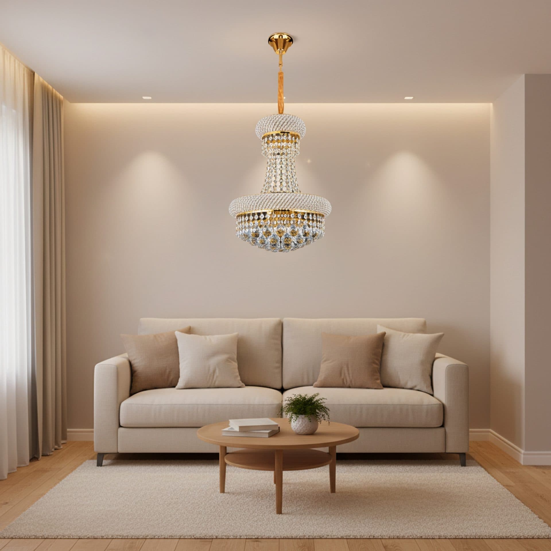 Candelabru Flippy Cristal NUVOLA Elegenza 12x E14 D50 cm Auriu Inaltime Reglabila — imagine 5