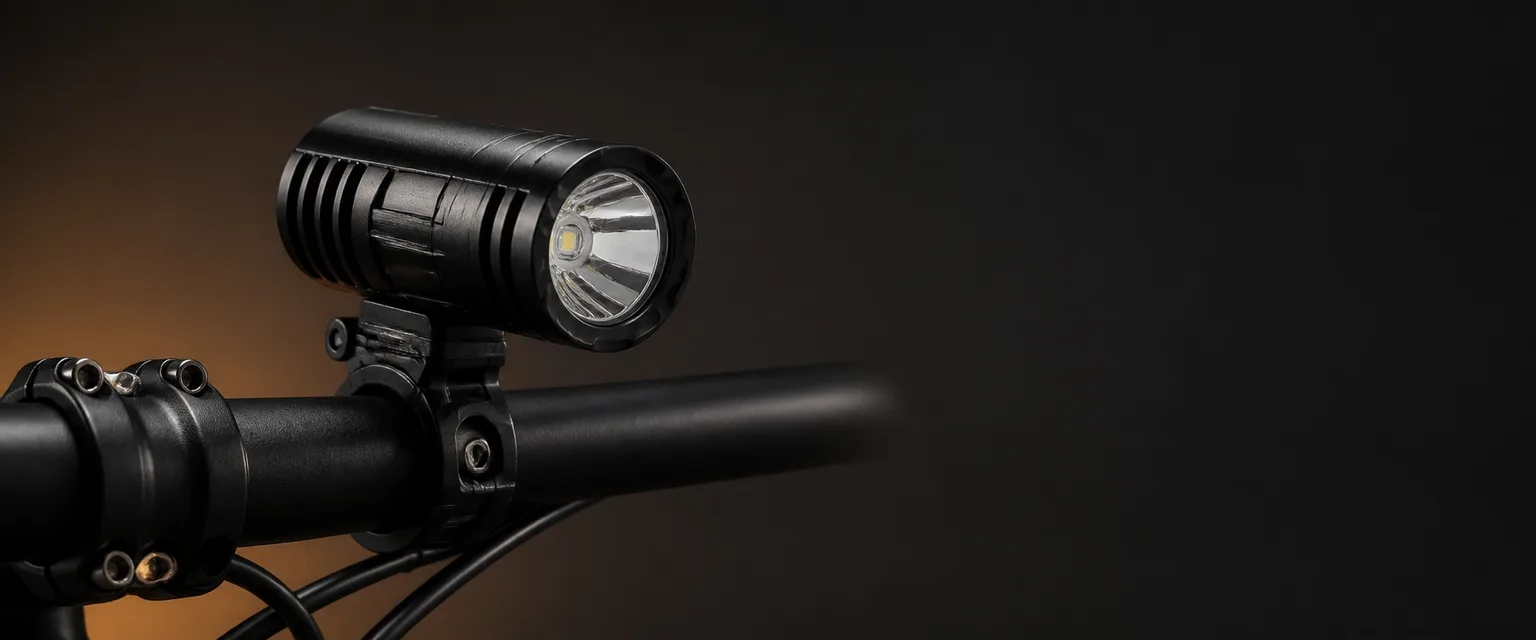 Lumina LED montata pe ghidonul bicicletei